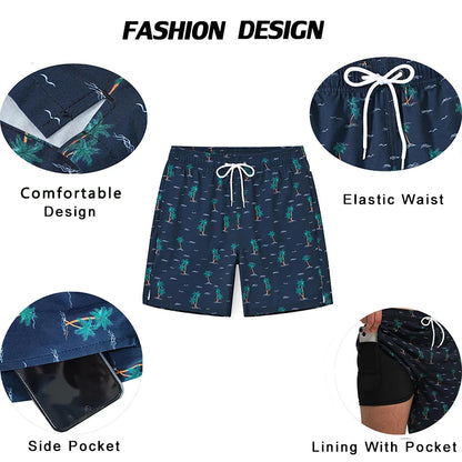 ESCATCH Summer 2025 New Fashion Polyester Swimming Shorts Men Gym Board Quickly Dry Elastic Waist Traje De Baño Beach Pants