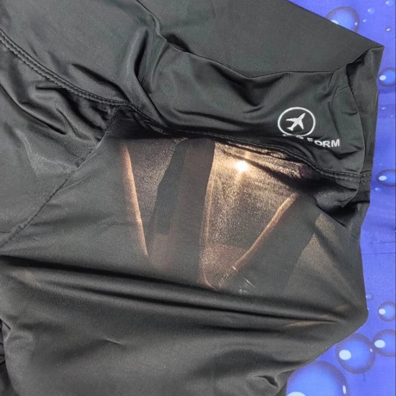 2025 Women's Summer 3/4 Tight Skirt Pants Anti glare, Thin Style Breathable Semi transparent Nylon Bottom Safety Shorts