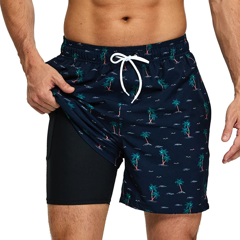 ESCATCH Summer 2025 New Fashion Polyester Swimming Shorts Men Gym Board Quickly Dry Elastic Waist Traje De Baño Beach Pants