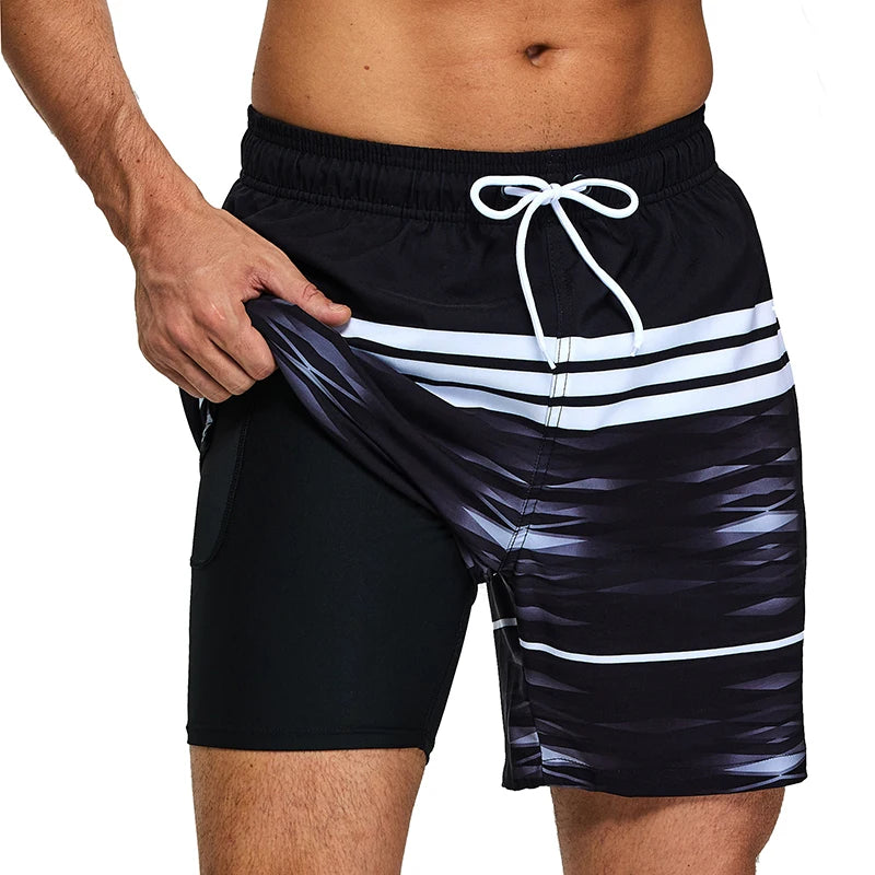 ESCATCH Summer 2025 New Fashion Polyester Swimming Shorts Men Gym Board Quickly Dry Elastic Waist Traje De Baño Beach Pants